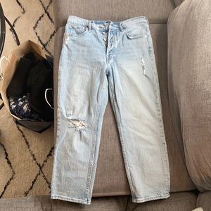 GAP High Rise Distressed Cheeky Straight Jeans